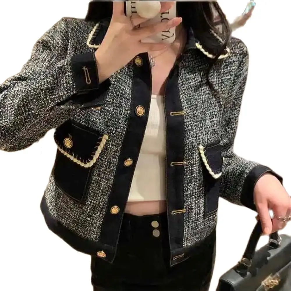 Autumn Jackets Women Vintage Korean Fashion Plaid Chaqueta Mujer Single Breasted Coat All Match Veste Femme Tops Outerwear Slim