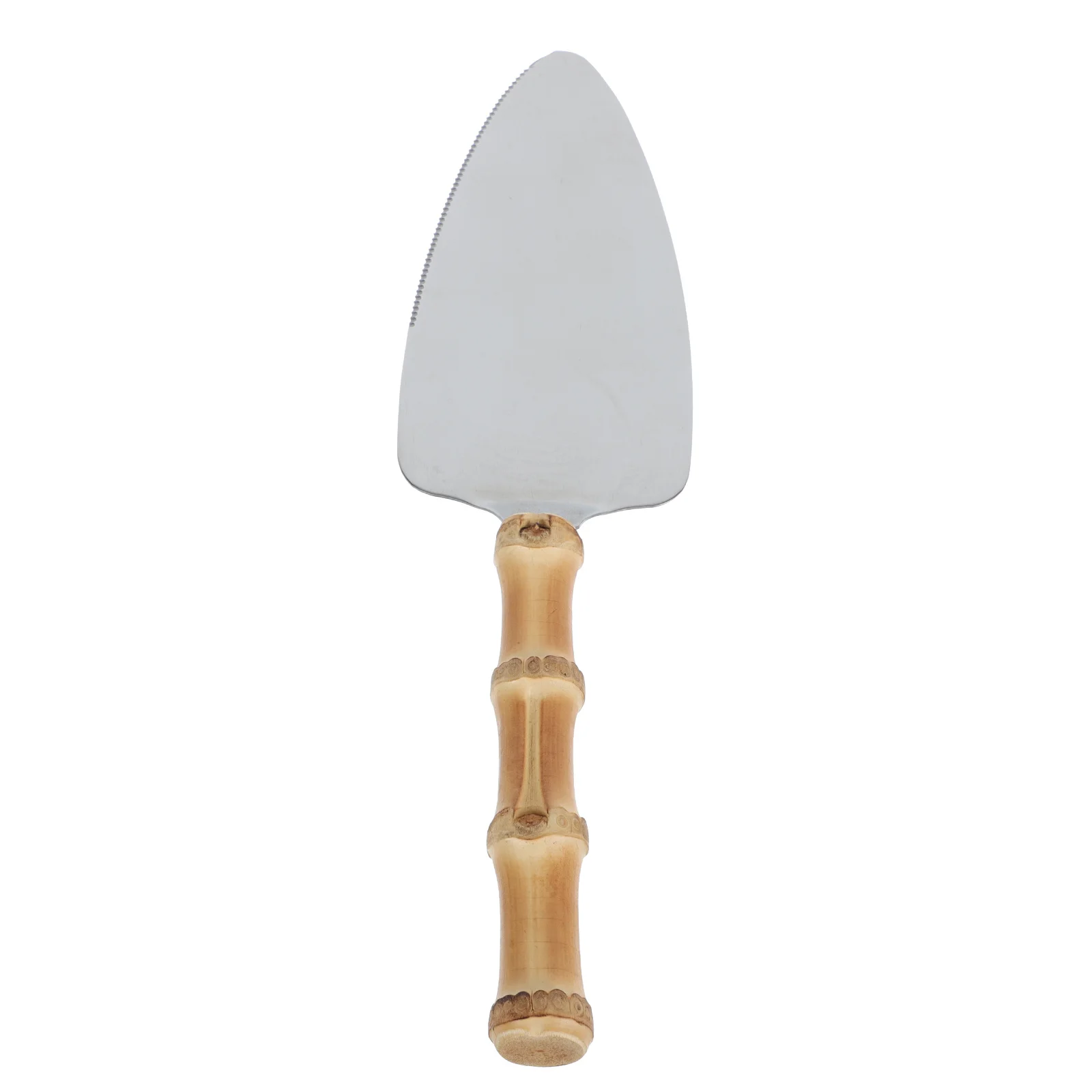 

1pc Shovel Cutter Stainless Steel Serrated Kitchen Gadget For Cake Transfer Pizza Peel Steak Turner Bamboo Handle Cake Server