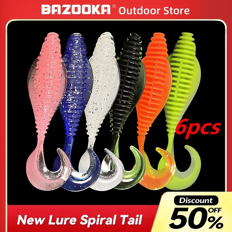 Bazooka-Soft Fishing Lure, Jumping Biomimetic Wobblers, Camping Bass Pike Shore, Fishing Accessories, Flatfish Bait, 6Pcs