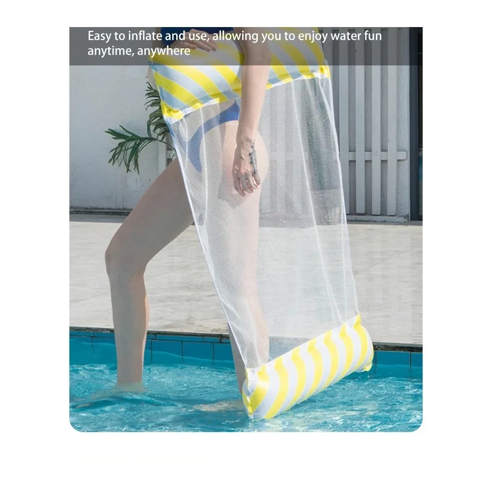 Foldable Striped Inflatable Lounge Chair, Suitable For Swimming Pool Parties And Beach Leisure Floating Beds With Net Backrest image 6