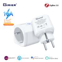 GIRIER ZigBee Smart Plug 16A with Power Monitor Wireless Voice Control Socket Outlet EU Support Alexa Google Home Home Assistant