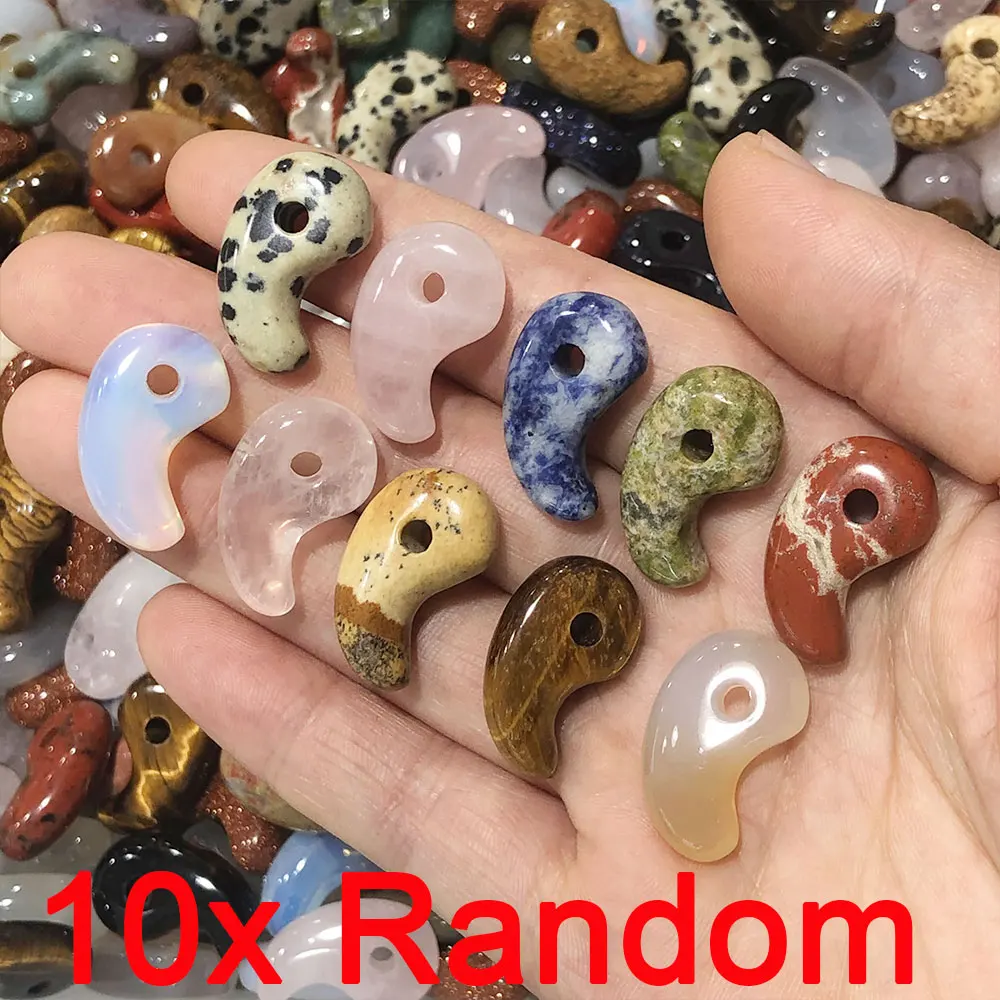 10 unids/lote piedra Natural aleatoria Magatama YinYang TaiChi piedras de cristal cristales DIY amuleto cuarzo minerales energía decoración del hogar
