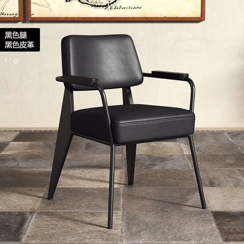 

Nordic Dining Chairs Coffee Shops Chairs Iron Art Leather Leisure Restaurant Chair Living Room Lounge Chairs Stools Armchair