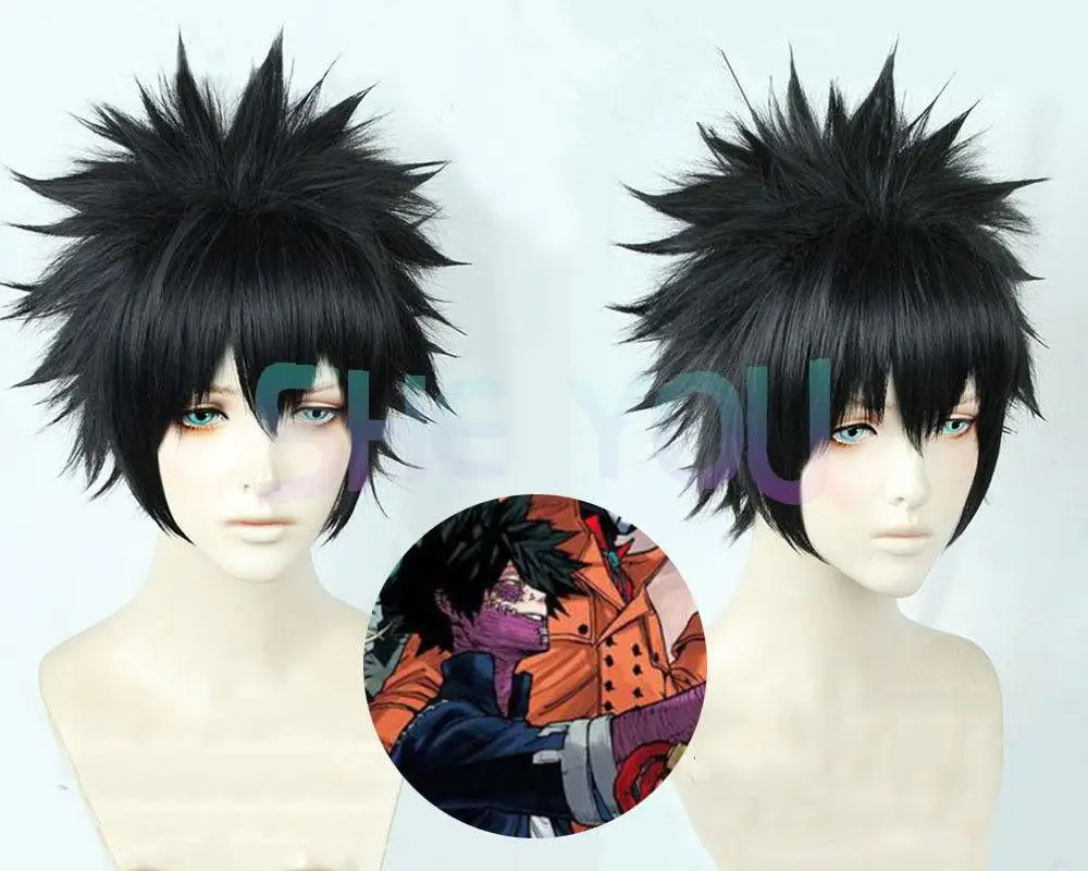 

My Boku no Hero Academia Dabi Wig Black Short Cosplay Costume Wig + Track + Wig Cap