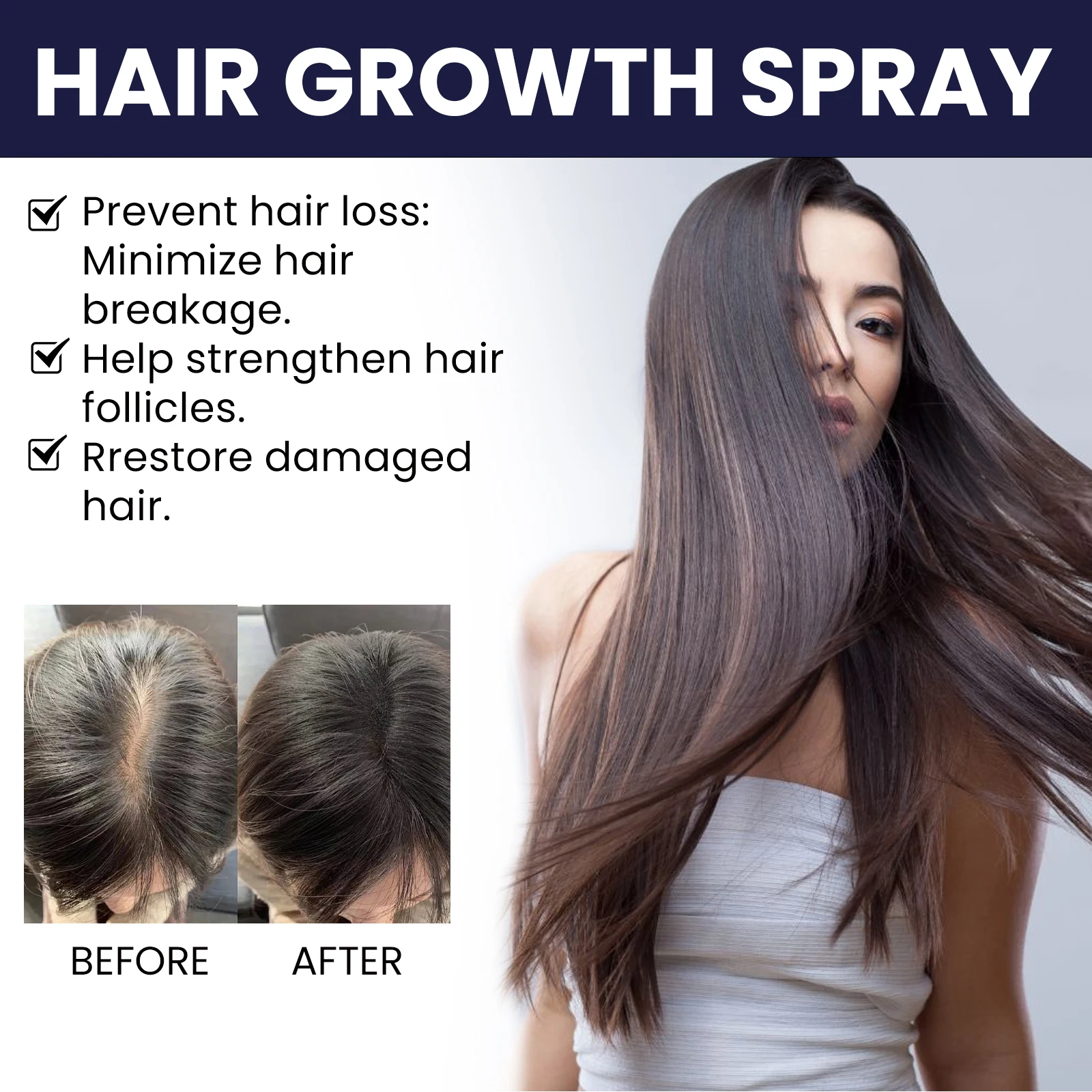 OUHOE Hair Growth Spray Designed To Strengthen Stop Hair Loss Natural Essence Hair Repair & Strengthen Hair Follicles Hair Spray