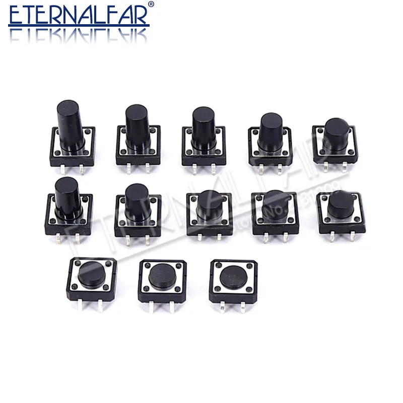 Tactile Tact Mini Push Button Switch  Micro switch 12x12 12*12*4.3mm 5mm 6 7.5 8 9 10 11 12 15 18mm 4Pinc tact switch 50mA DC12V