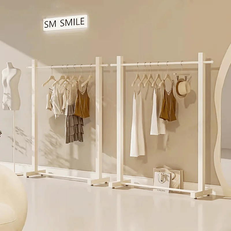 Custom. Black Clothing Store Display Stand Floor Simple Thickened Iron Clothes Rack Unisex Wear Shop Zhongdao Display Rack