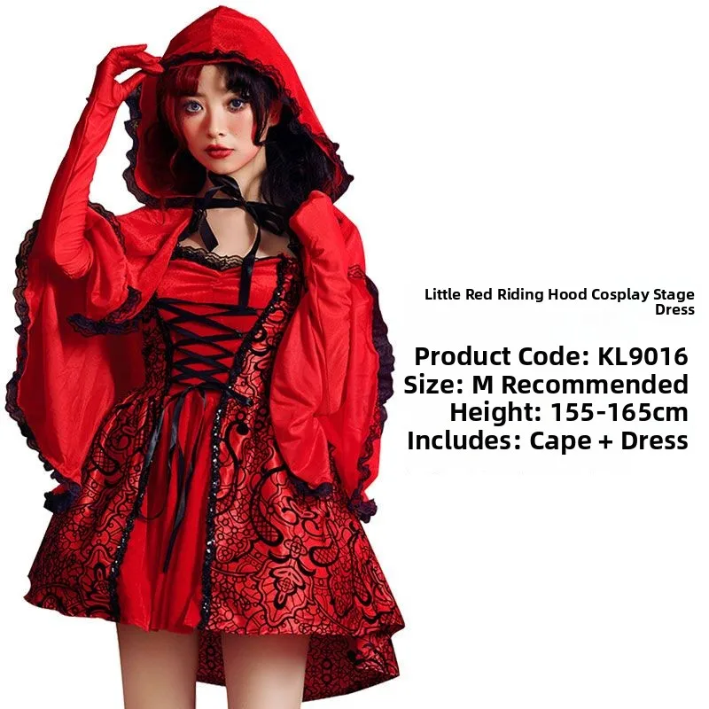 زي هالوين جديد للبالغين، زي تنكري شعبي للعب الأدوار، زي عروس شبح، مصاص دماء، راكب الدراجة الحمراء الصغيرة، مصنوع من ألياف الب...