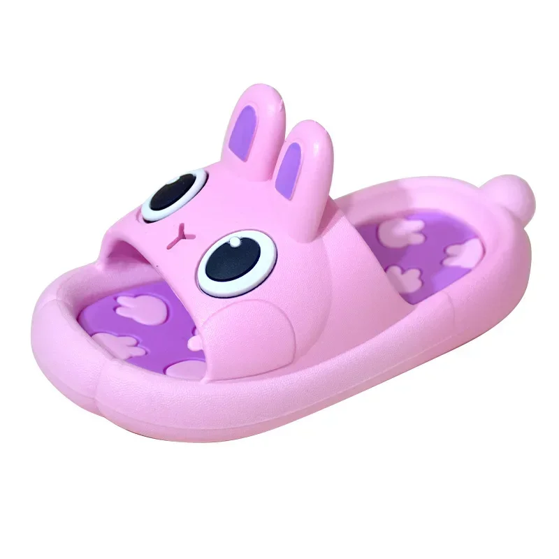 Cute Rabbit Children\'s Slippers Summer Open Toe Bathroom Flip Flops Anti Slip Soft Sole Home Shoes Girls Boys Indoor Slippers