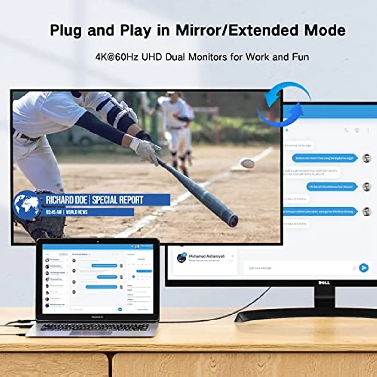 to DisplayPort Adapter, HDMI to DP Converter Support 4K@60Hz and 1080P@120Hz, Compatible with Computer, PS4, Xbox, NS, Monitor