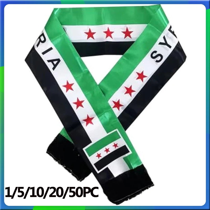 SKY FLAG Custom Syria Scarf 14*135cm The Syrian Arab Republic Syrian three Star Scarf Banner For event decoration