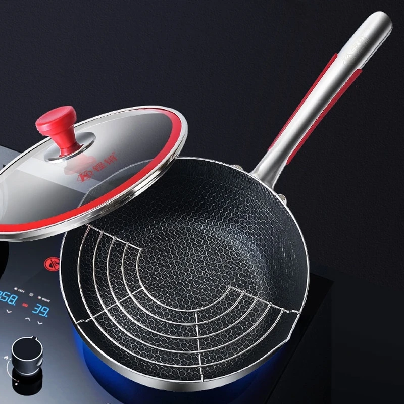 

Home Steak Pancake Egg Nonstick Frying Pan Wok Gas Induction Cooker Stainless Steel Saucepan Panelas Kitchen Cooking Cookware