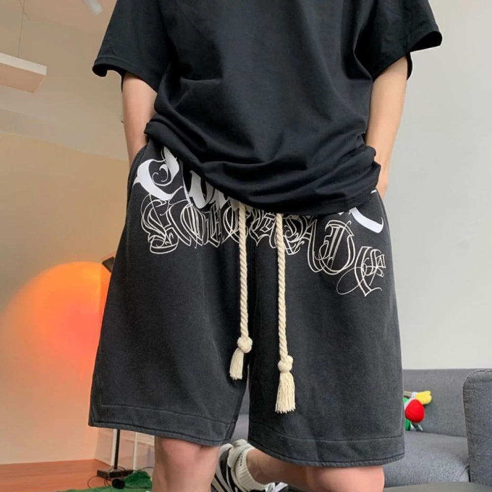 Street Casual Sports Chicano Tattoo Shorts Men\'s Summer New American Retro Loose Y2K Hip-hop Basketball Five-point Pants