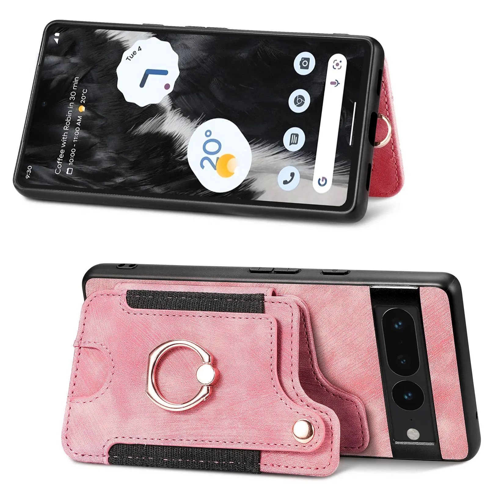 Funda RFID de cuero para Google Pixel con soporte magnético abatible - imagen 3