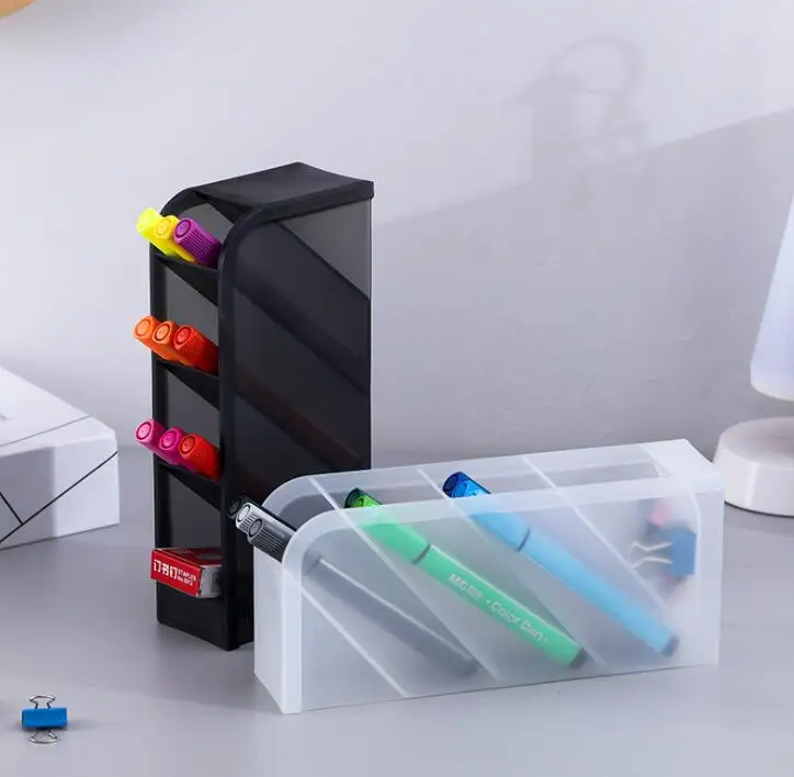 

Multi-function 4 Grid Desktop Storage Box Simple Pen Holder Office School Stationery Holder