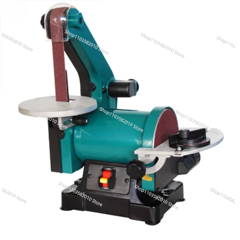 300W Small Woodworking Desktop Belt Sander Polisher, 125mm Sanding Disc & Belt Combo Machine