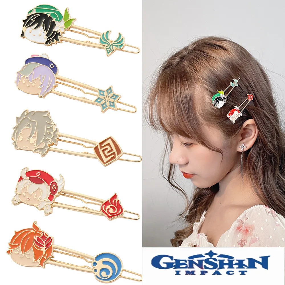 

Game Genshin Impact Hairpin Anime Cosplay Props Metal Hair Pins Clips Jewelry Headwear Hairpins For Girls Student Accessories