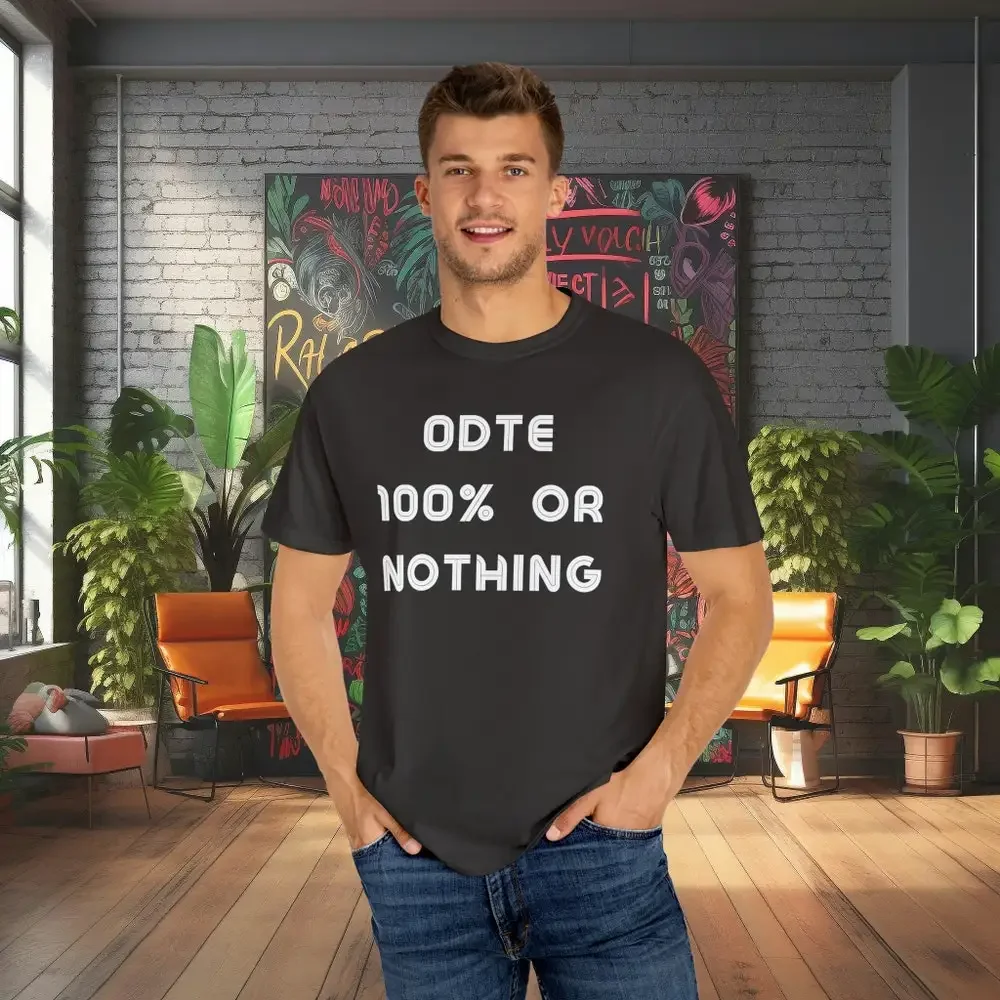 Risk Taker 0Dte Seçenekleri T Shirt Komik Meme Alaycı Yönetimi Trader 100'ü Veya Hiçbir Şey Pazar Yaklaşımı Risky Strateji