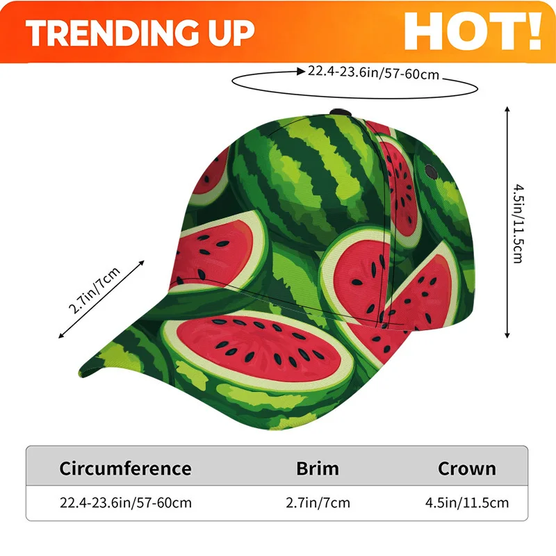 Customization 1pc Of A Summer-Themed Baseball Cap Featuring A Watermelon Slice Design - A Trendy Adjustable Duckbill Hat, Ideal