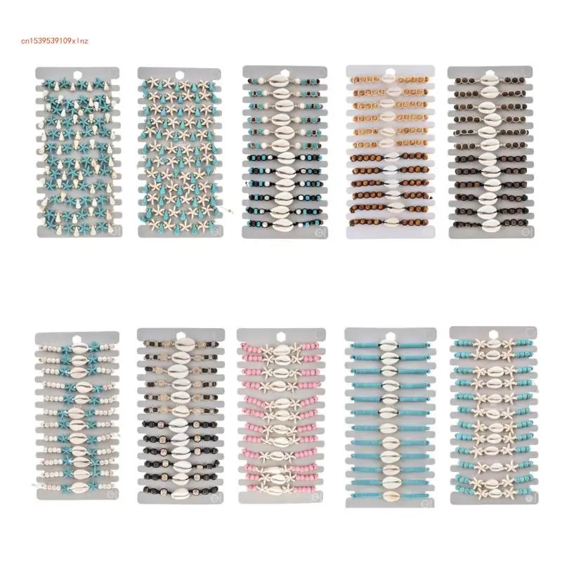 

12pcs/set String Rope Adjustable Braided Bracelets Set Turquoise Beads Chain Charm Bracelet Jewelry Gift