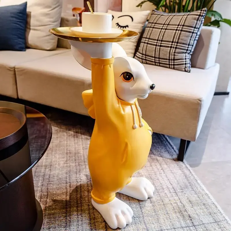 oo-Nordic Comic Rabbit Statue Resin Figurine Shops Home Decoration Desktop Decor Handmade Crafts Sculpture Modern Art Statue