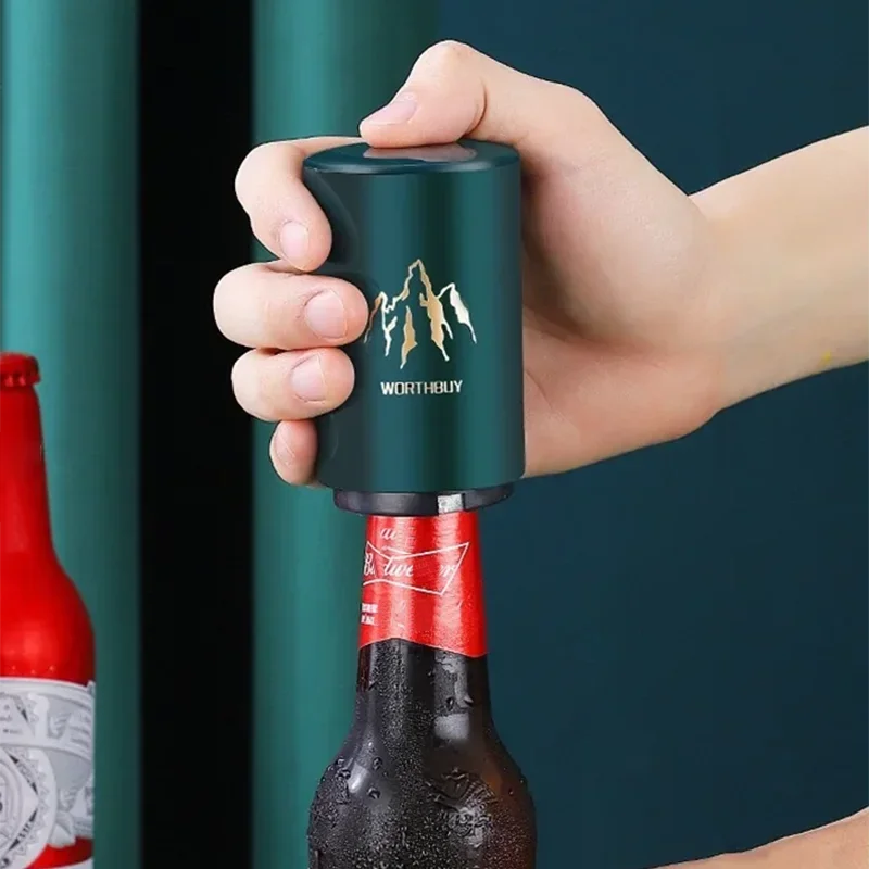 Magnetic Automatic Beer Bottle Opener Kitchen Stainless Steel Press Lid Beer Corkscrew Tools Portable Bar Gadgets
