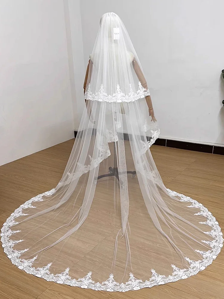 

Lace Wedding Veil Bridal Veils 2T Elegant Cover Face Bride Veil With Comb Customized Wedding Accessories