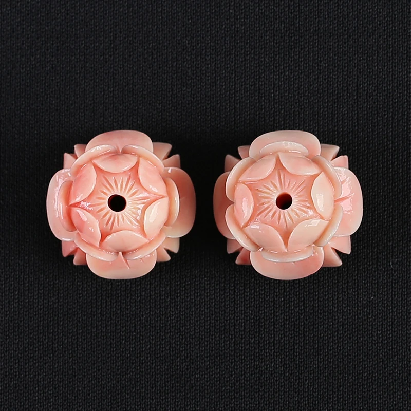 Handmade Jewelry Earring Bead,Pink Conch Shell Carved Flowers Eaeeings Accessories For Women 22x22x15mm 9g