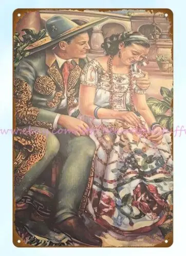 Calendario mexicano Mexico Calendar art Spanish culture metal tin sign