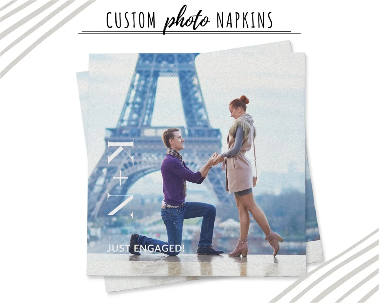 50pcs Custom Image Engagement Napkins - Personalized Photo Napkins - Custom Photo Cocktail Napkins - Custom Wedding Napkins - Lo