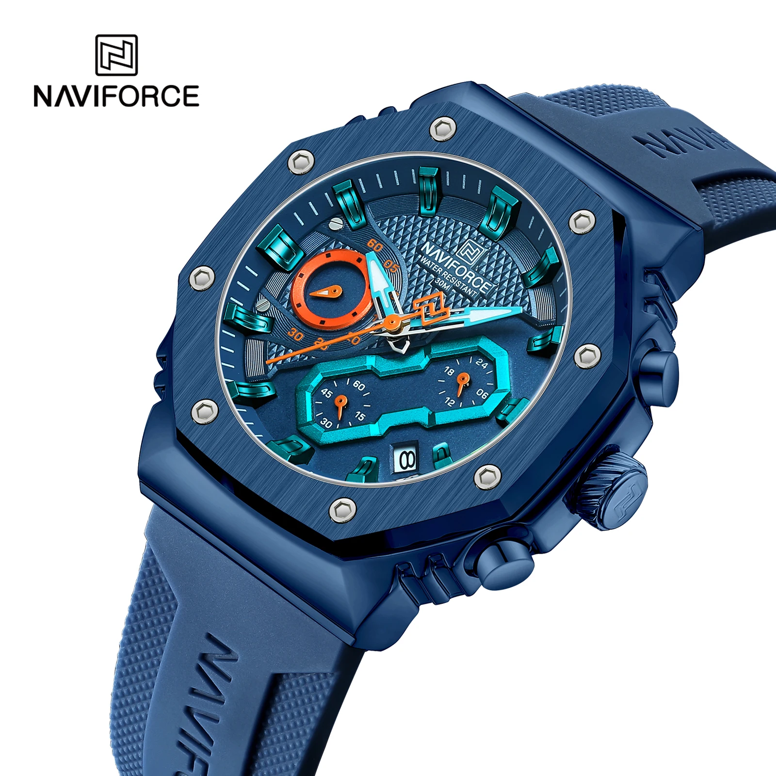 NAVIFORCE Fashion Couple Watches Casual Original Sport Silicone Strap Wristwatch for Lovers Auto Date Display Quartz Chronograph