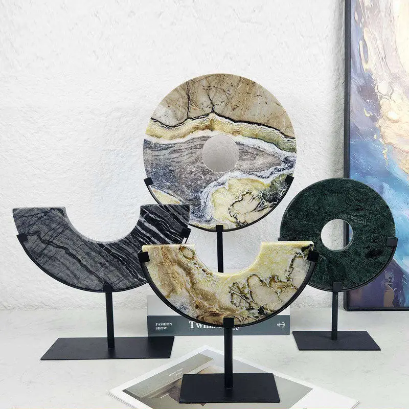 New Chinese-style natural marble jade wall ornament, model room, living room, study, TV cabinet, entrance screen