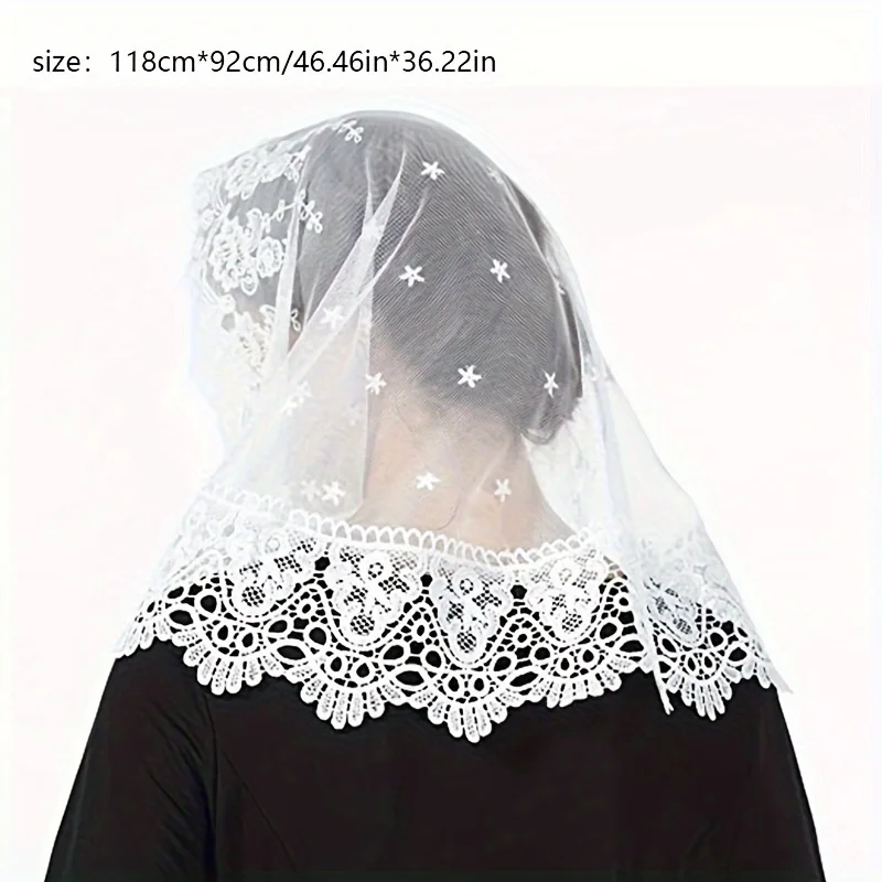 Shi Huaisha Mantiara Lace Stole, Romantic White and Elegant Black, with Exquisite Lace Edge Bridal Veil