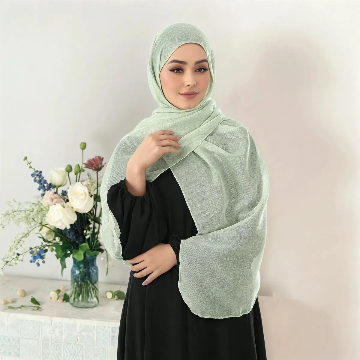 Sciarpa in viscosa glitterata Donna Hijab musulmano Scialle antirughe Avvolge la testa Islam Turbante Bandane Fascia Bufanda Foulard Turbante Mujer