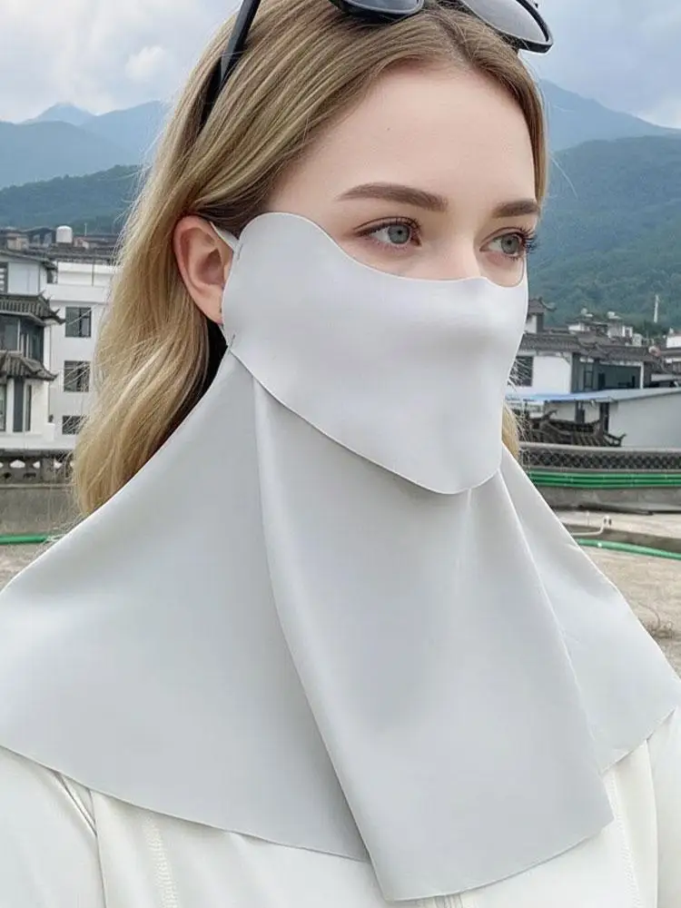 AliExpress NONE Summer Ice Silk Sunscreen Mask Unisex Outdoor Cycling Face Cover Neck Wrap UV Protection Ear Bandana Scarf