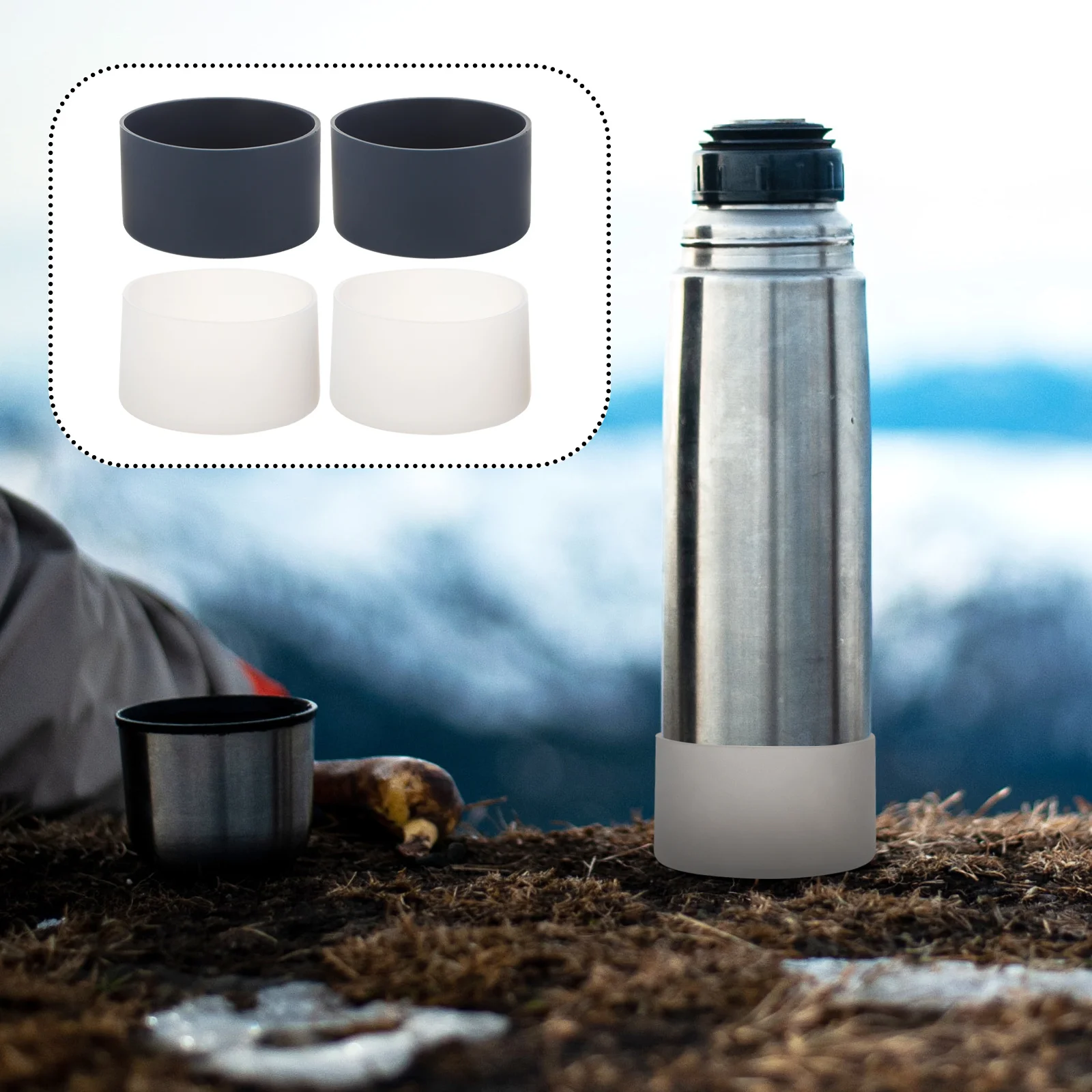 

4Pcs Silicone Water Bottle Boot Heat Preservation Anti-Slip Sleeve Protector for Glass Tumblers Reusable Cup Cover