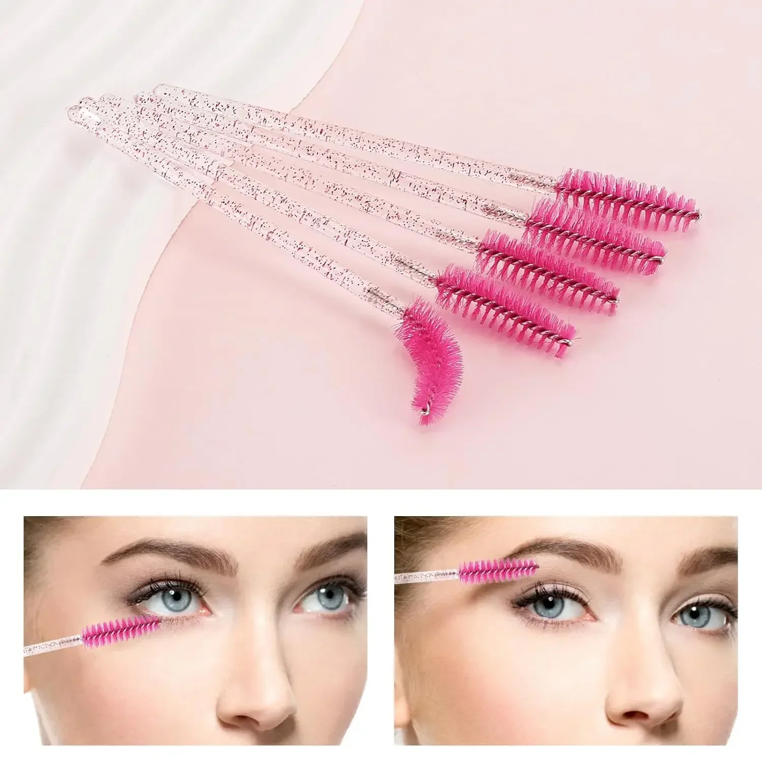 50/100/200 Uds. Cepillos de pestañas desechables con varilla de cristal, varillas de extensión de pestañas, herramientas de belleza de maquillaje profesional