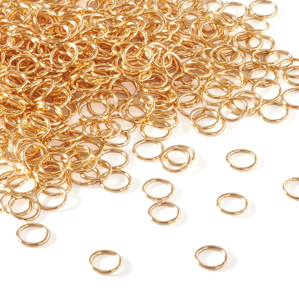 500pcs 304 Stainless Steel Open Jump Rings Real 18K Gold Plated Split Rings Metal Connectors for Jewelry Making DIY Keychain