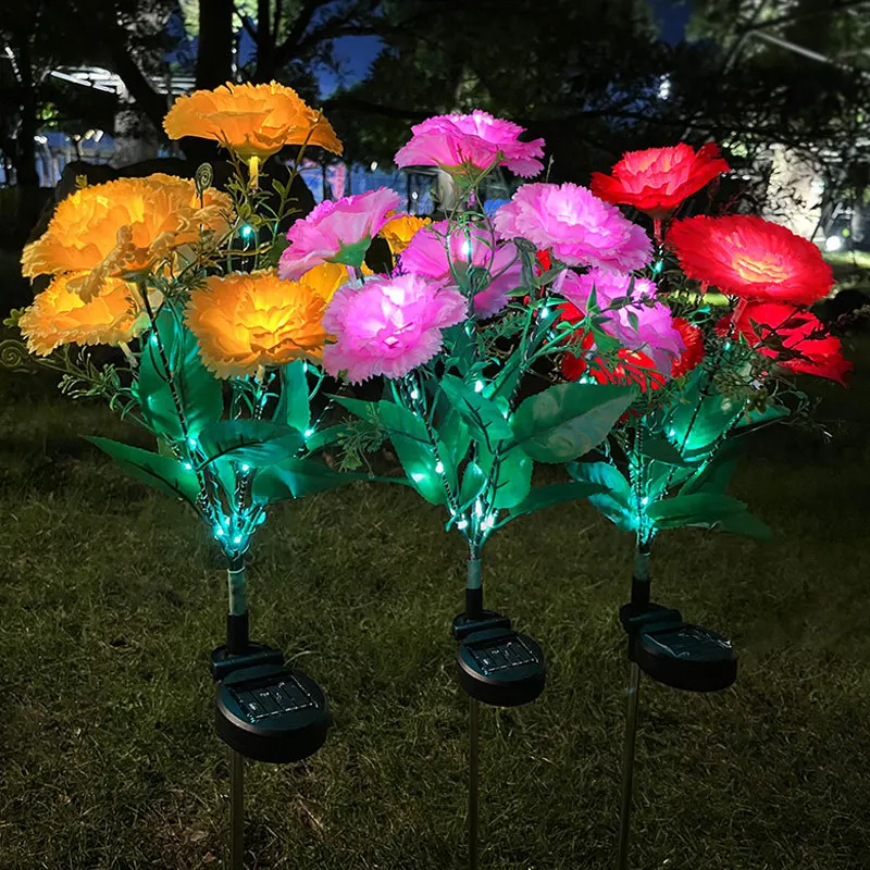 庭の装飾用の7つのヘッドランプ,屋外のLEDランプ,花,防水,芝生や結婚式に最適
