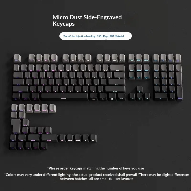 Polar day keycap gradient side engraved luminous 133 small full set PBT two-color injection molding factory height