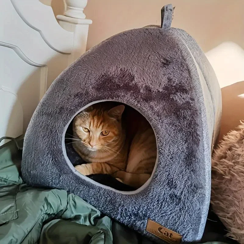 Neues Katzennest, warmes geschlossenes Katzenhaus, Haustiernest, niedliches Dreieck, verdicktes Tiefschlaf-Hundennest, Heimtierbedarf, geschlossene Katzenzelte, Bett – Detail 8