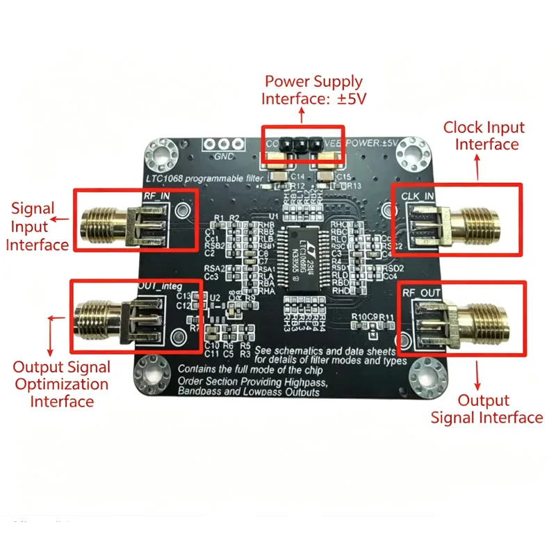 LTC1068 Programmable Active Filter Module LP HP BP 4Hz-200kHz Signal Conditioning Low Pass High Pass Band Pass