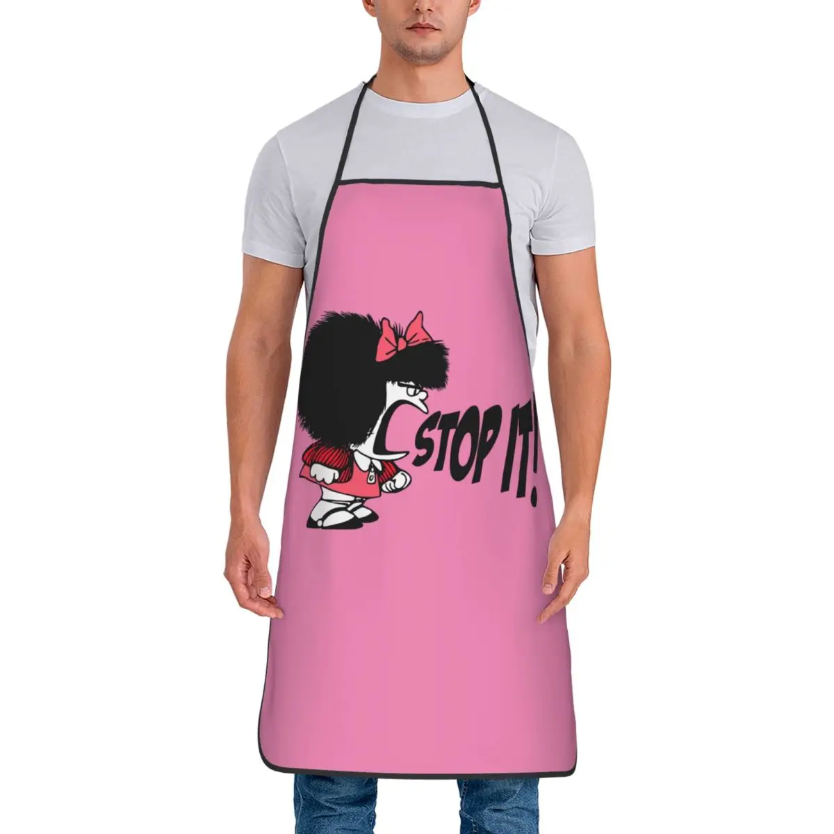 Unisex Fashion Stop It Essential Bib Apron Adult Women Men Tablier Cuisine for Cooking Kitchen Baking M-Mafaldas Kitchen Baking