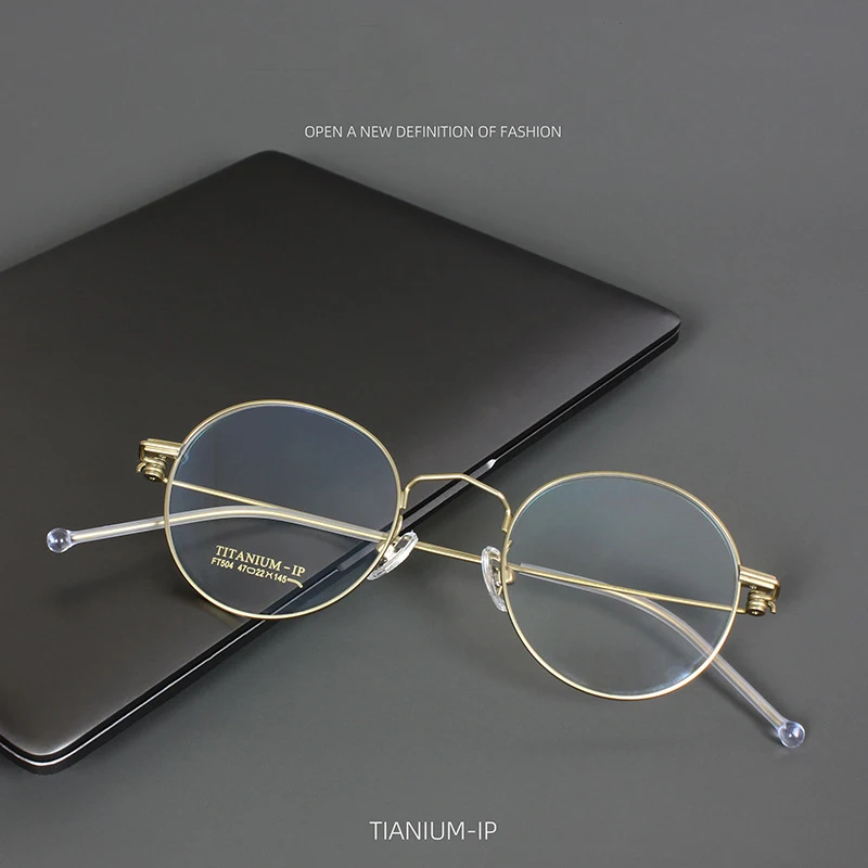 Pure Titanium Round Glasses Frame Men Women Fashion Simple Ultralight 7g Gold Wire Eyeglasses Thin Rim Myopia Eyewear Gafas