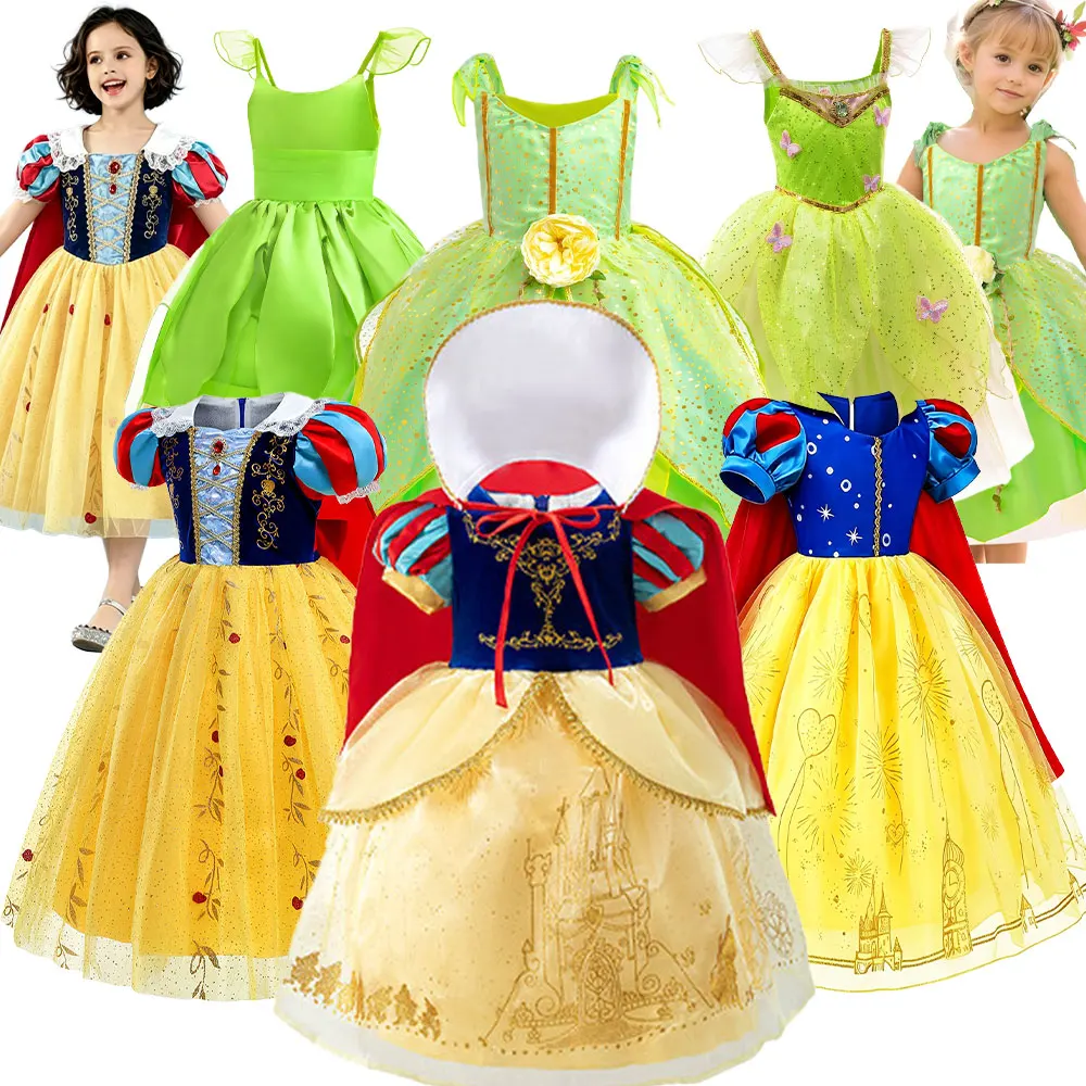 Girl Exquisite Princess Prom Dress Kid Snow White Cosplay Costume Birthday Party Tutu Gown 2026 Halloween Green Elf Fairy Outfit
