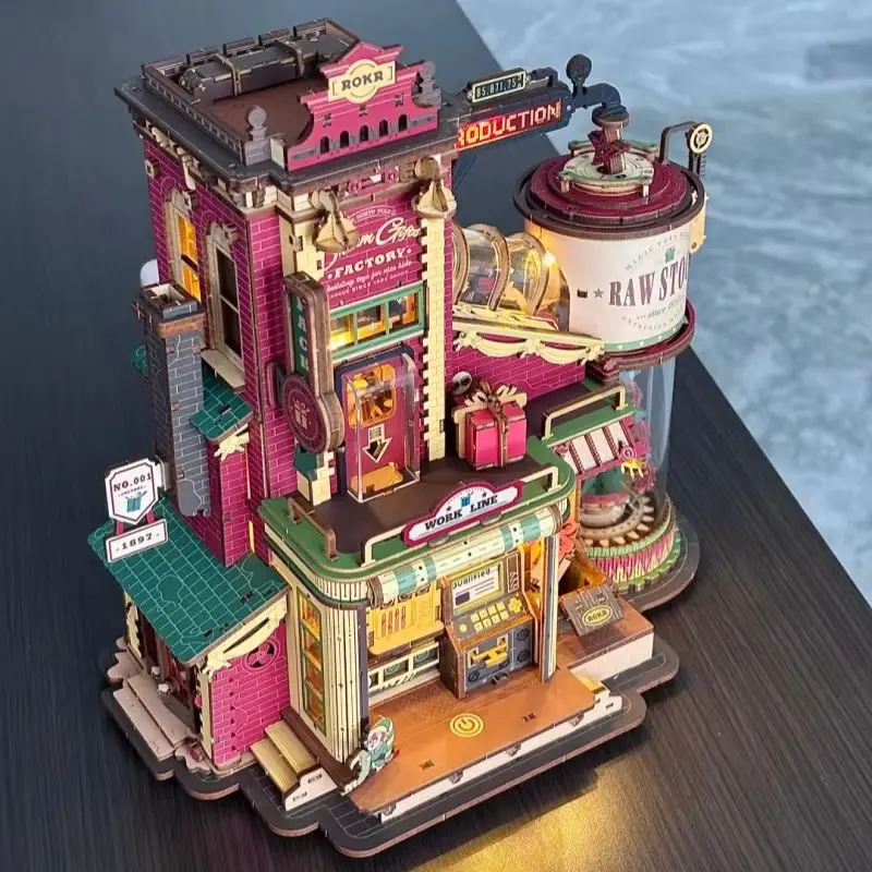 

In Stock Dream Gift Factory 3d Wooden Puzzles Wooden Music Box Christmas Wooden Model Kits Build Best For Adults Festival Gifts