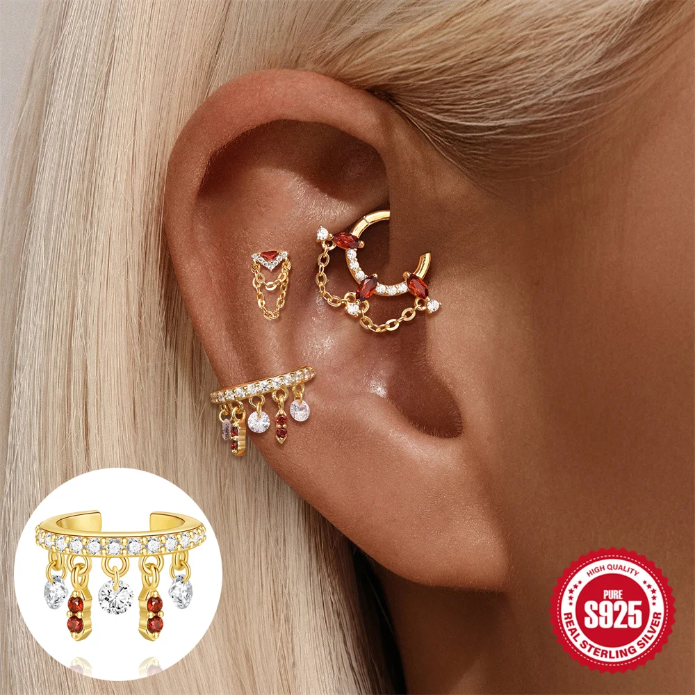 

AIDE 925 Sterling Silver WaterDrop Colorful Zircon Charm Tassel Dainty Piercing Earring for Women Trendy Party Fine Jewelry