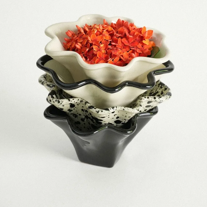 Ceramic Splashing Ink Bowl Fruit and Vegetable Salad Bowl Household Breakfast Bowl Creative Tableware
