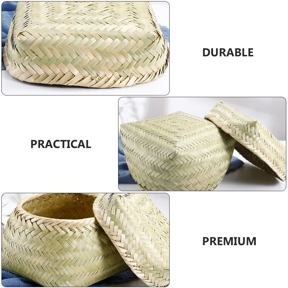 

1Pcs Bamboo Woven Craft Basket Storage Container Home Kitchen Bread Food Organizer Fruit Snack Holder Home Use Basket