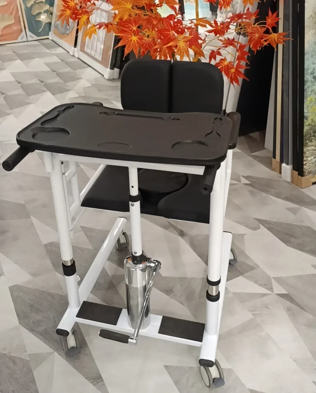 Hydraulic Patient Lift Transfer Chair, Foldable Commode & Shower Chair for Disabled & Elderly